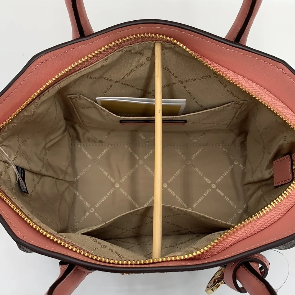Michael Kors Avril Small Logo Top-Zip Satchel Sunset Rose
